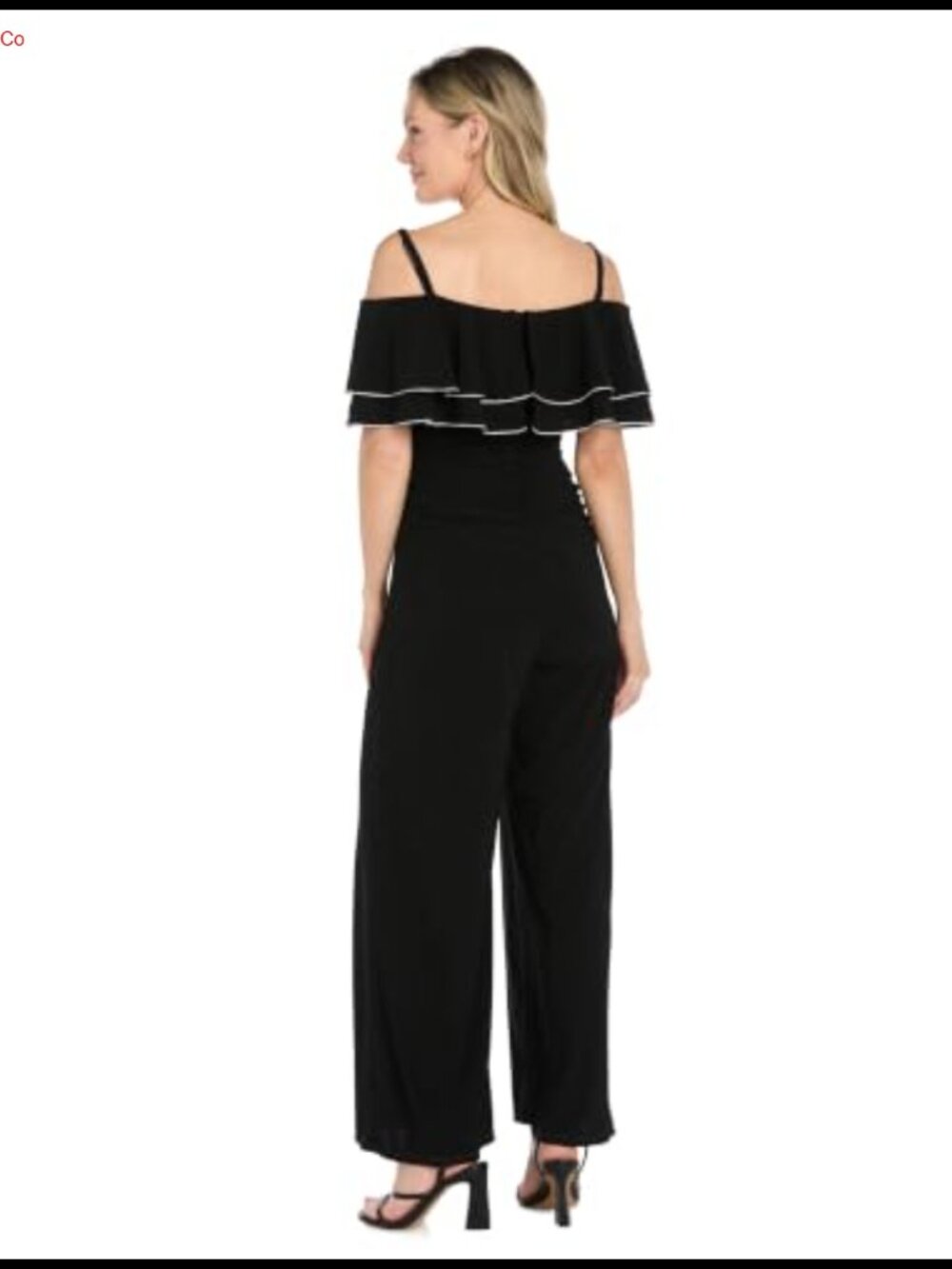 Petite Tiered Off Shoulder Ruched Jumpsuit Rhinestone Trim Formal - Picture 3 of 3